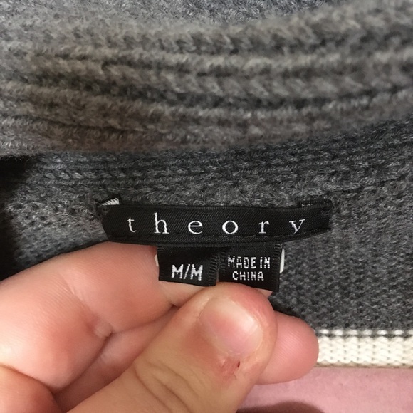 Theory | Gray And White Stripe Gesica Sweater - Picture 7 of 8